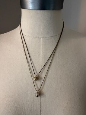 CAbi Two-Tone Layered Ball Pendant Necklace in Gold and Silver